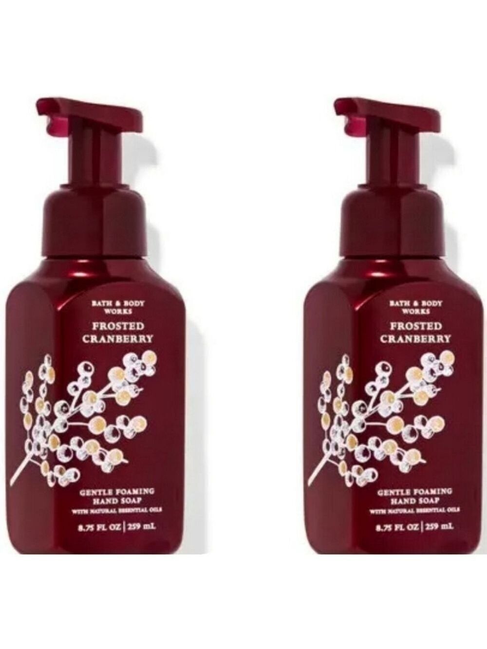 2 FROSTED CRANBERRY GENTLE FOAMING HAND SOAPS BY BATH & BODY WORKS